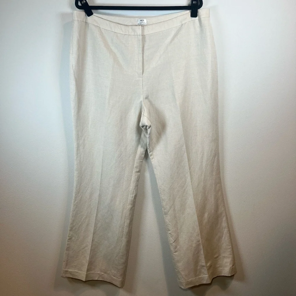 Tahari Arthur S Levine Straight Trouser Paints Beige Lined Career Summer 39
